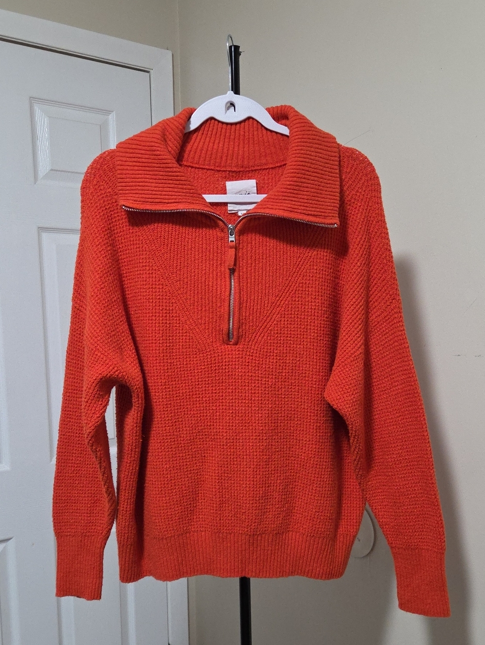 aerie Cotton Blend Women's Zip-Up Sweater in Orange